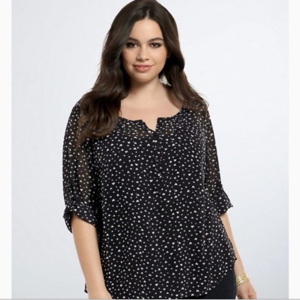 Torrid Chiffon Heart Print Blouse